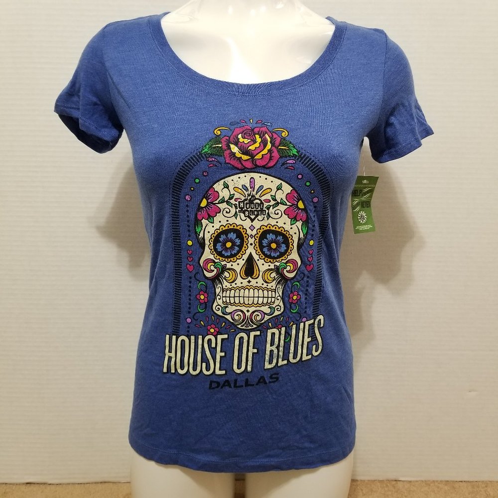 House Of Blues shirt Small NWT Dallas music venue graphic sugar skull floral